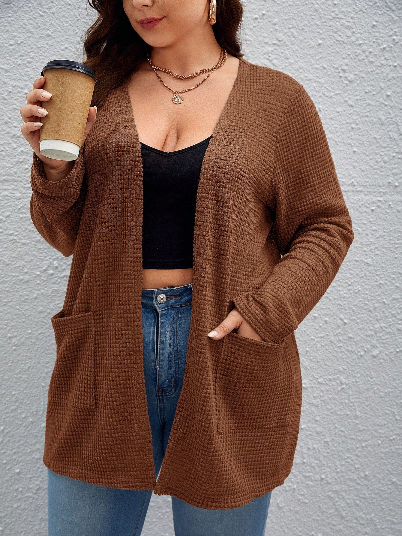 Cardigan Malha Waffle