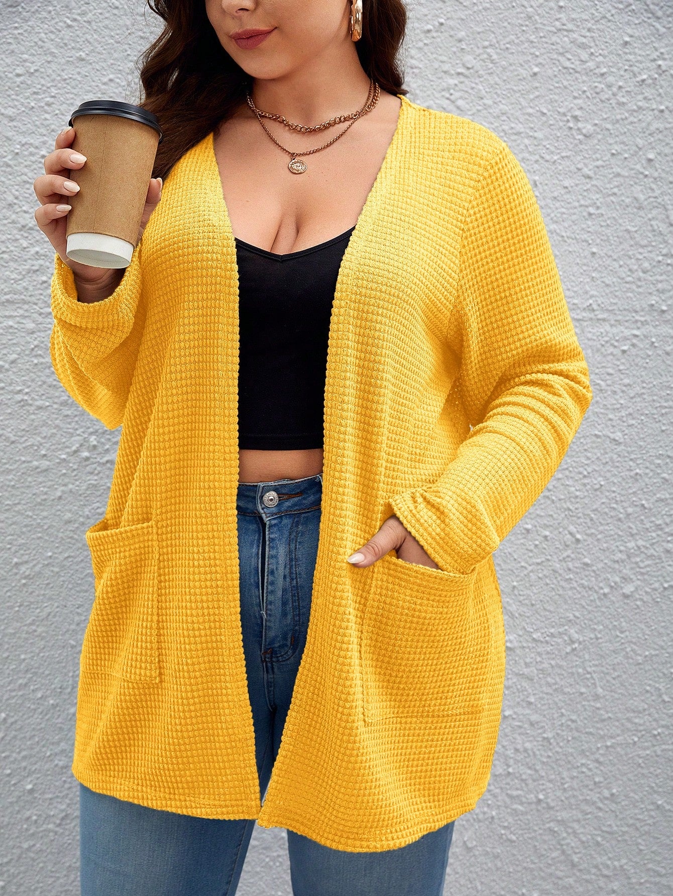 Cardigan Malha Waffle