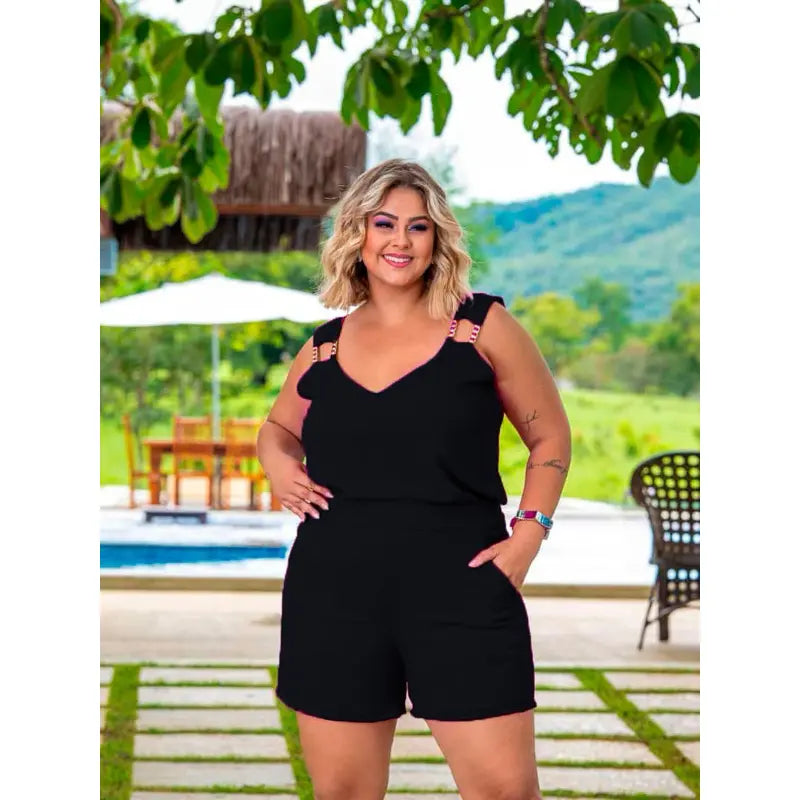 Conjunto Plus Size Regata e Short Meia Coxa