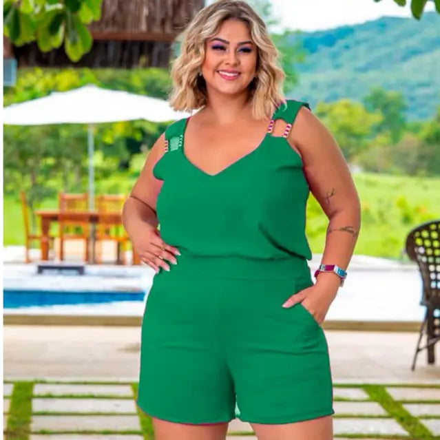 Conjunto Plus Size Regata e Short Meia Coxa