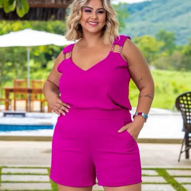 Conjunto Plus Size Regata e Short Meia Coxa